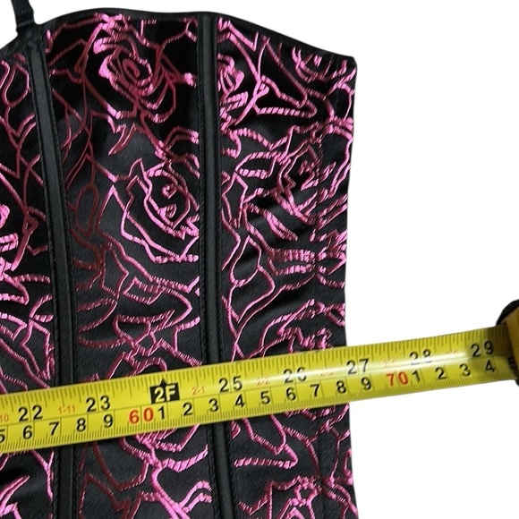 Corset,bustier,boudoir, pink & black,lace up,hook & eye, sexy,PTP 15” ,so 30-34 - Picture 12 of 14